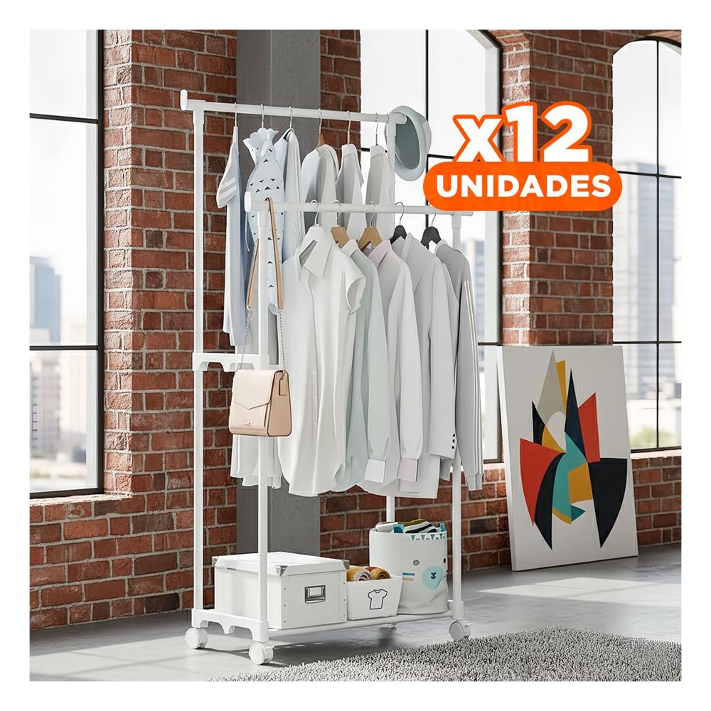 Pack12 Colgador Doble de Ropa Blanco Practico y Moderno para Mantener Dormitorio Y+Papel Regalo
