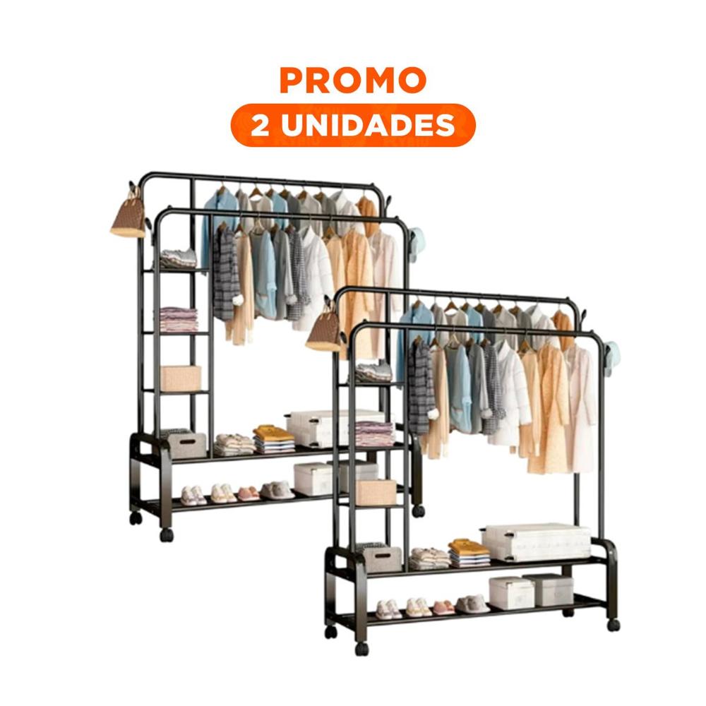 Pack2 Anaquel Practico con Compartimentos para Cocina y Sala Negro