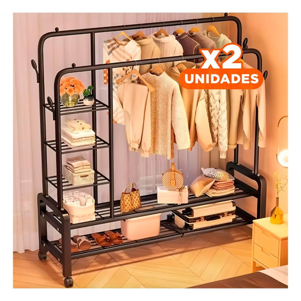 Pack2 Anaquel para Cocina con Espacios Ajustables y Diseño Moderno Negro Y+Papel Regalo