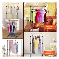 Organizador Colgador Doble de Ropa Barra Pequena Color Plateado Resistente