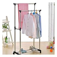 Organizador Colgador Doble de Ropa Barra Pequena Plateado Uso Diario Y+Regalo Sticker