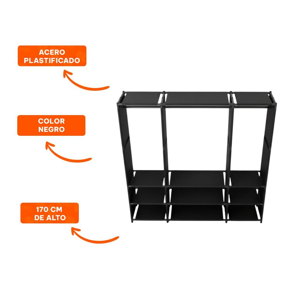 Mueble de Ropa Negro Abierto Facil de Usar y Transportar Y+Ligas Regalo