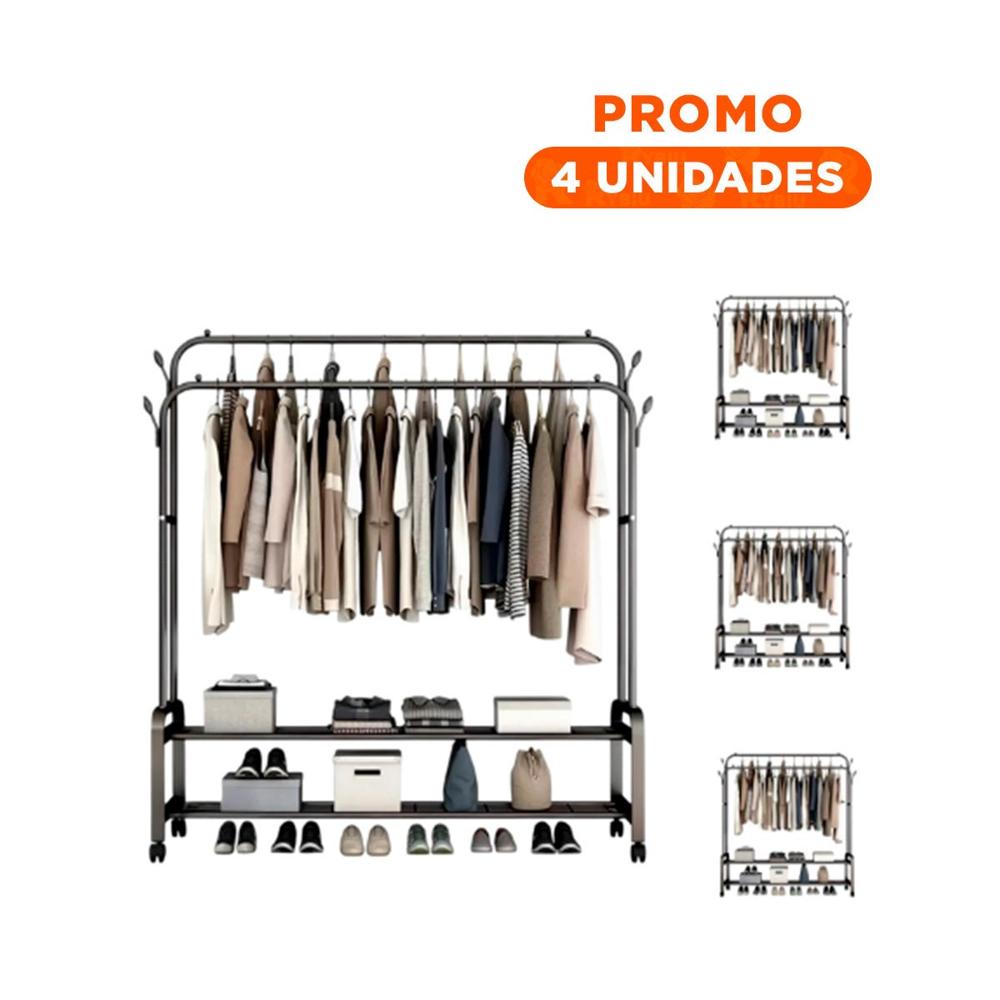 Pack4 Soporte Funcional para Oficina con 2 Niveles Inferiores y Ruedas Negro Y+Regalo Sticker