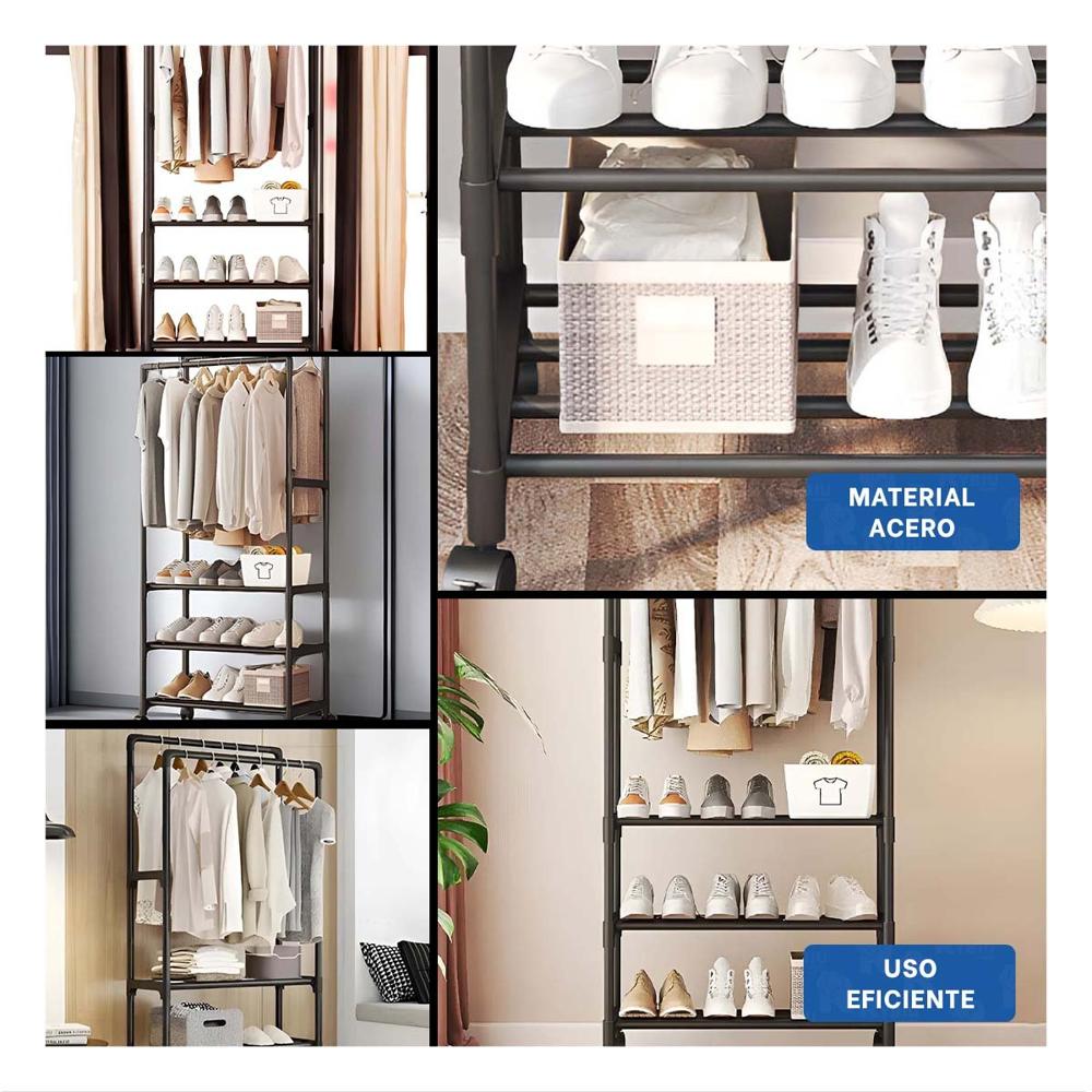 Organizador Colgador Doble con Tres Niveles Inferiores Color Negro Hogar