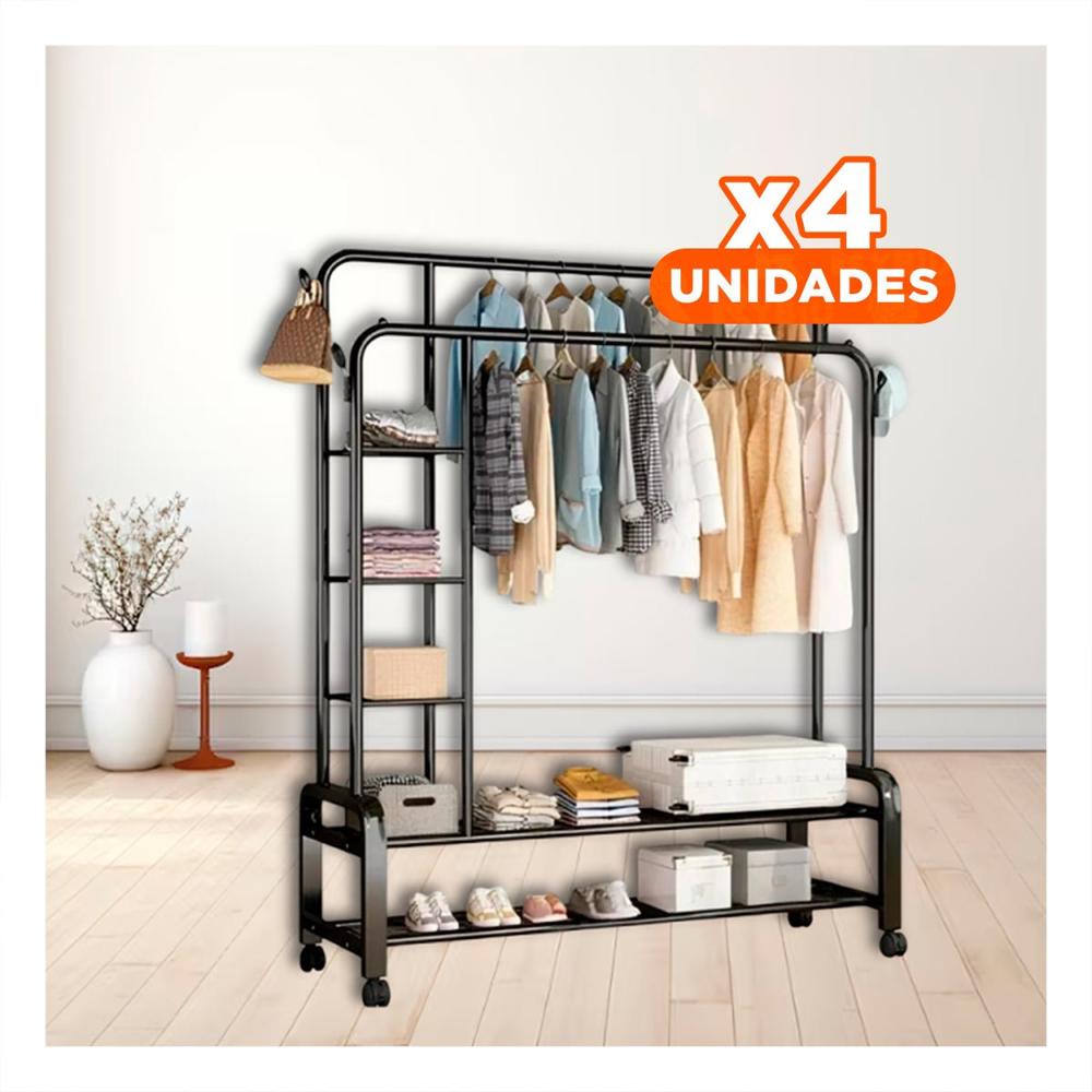 Pack4 Anaquel Moderno con Divisiones para Organizar Utensilios Negro