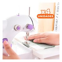 Pack4 Maquina con Detalles Morados y Mesa Portatil Blanco para Coser Comodo Y+Papel Regalo
