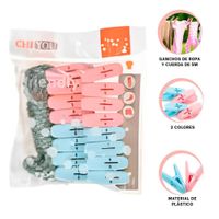 Sujetadores de Ropa Curvos de Plastico Multicolor con Cuerda de Secado Y+Ligas Regalo