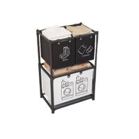 Estante ropa sucia con 3 cestos 2 niveles negro y blanco Y+Ligas Regalo