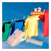 Pack2 Broches de Ropa Multicolor en Tres Tonos con Cuerda para Casa Y+Papel Regalo