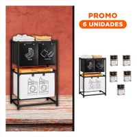 Pack6 Contenedor ropa sucia 2 niveles y 3 cestos para hogar negro y blanco