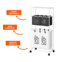 Carro Ropa Sucia 3 Niveles Sistema Organizador con 3 Cestos Blanco Negro Y+Ligas Regalo