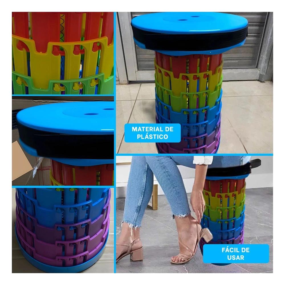 Taburete Plegable Portatil de Uso Diario Azul Multicolor