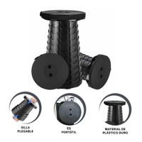 Banqueta moderna plegable 3 seguros portatiles tapa negro centro negro Y+Ligas Regalo
