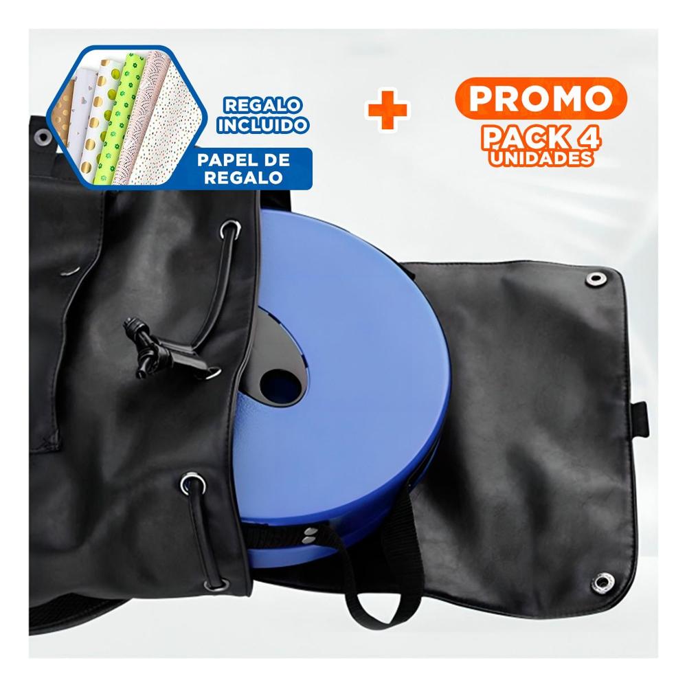 Pack4 Asiento compacto 3 seguros portatil tapa azul centro negro para jardin y hogar