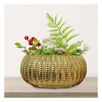 Sala Cuenco Ceramica Dorado Acanalado Para Interior Y Terraza Y+Papel Regalo