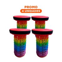 Pack4 Reposera Plegable para Sentarse con 3 Seguros Rojo Multicolor Y+Regalo Sticker