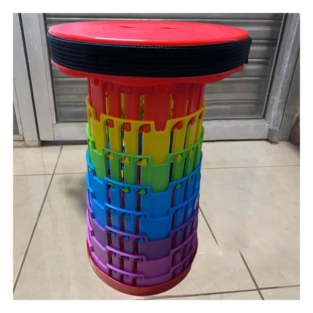 Banco Plegable Pensado para el Hogar con 3 Seguros Rojo Multicolor Y+Papel Regalo