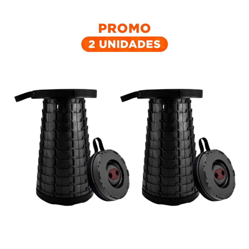 Pack2 Banqueta practica plegable 3 seguros portatiles tapa negro centro negro