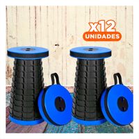 Pack12 Asiento versatil 3 seguros portatil tapa azul centro negro para sala y terraza