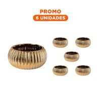 Pack6 Recipiente Minimalista Ceramica Galvanizada 15x20x10.5cm Dorado