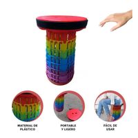 Banco Plegable que Ahorra Lugar con 3 Seguros Rojo Multicolor Y+Ligas Regalo