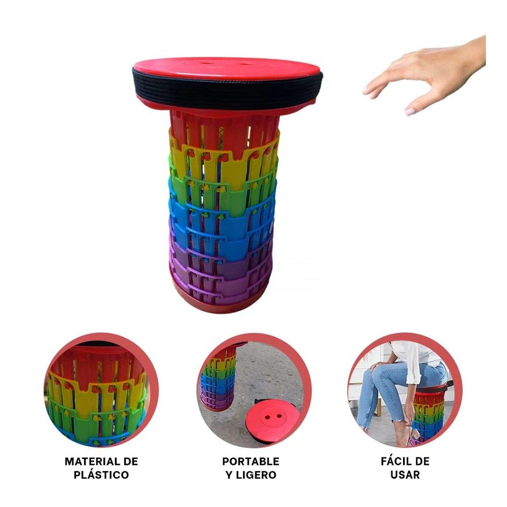 Banco Plegable que Ahorra Lugar con 3 Seguros Rojo Multicolor Y+Ligas Regalo