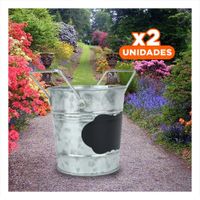 Pack2 Jarron Cuadrado Metalico Plata con Agarraderas y Soporte para Texto Y+Papel Regalo