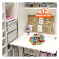 Pack12 Sujetadores Pequeños de Plastico en Colores Surtidos con 24 Piezas para Orden