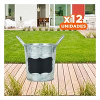 Pack12 Cubeta Cubo de Metal con Doble Agarradera y Cuadro para Nota con Estilo