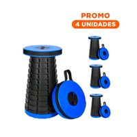 Pack4 Silla elegante 3 seguros portatil tapa azul centro negro para terraza Y+Regalo Sticker