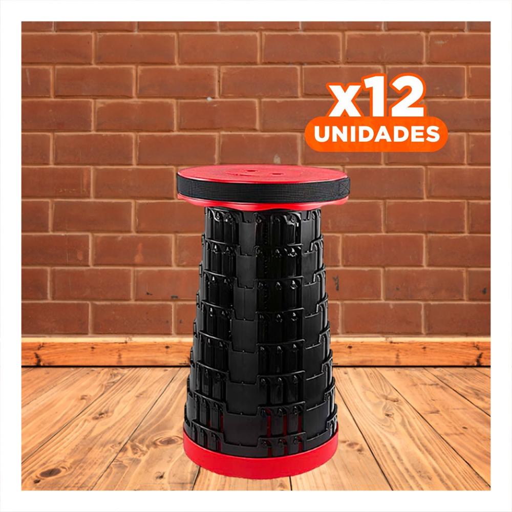 Pack12 Asiento movil 3 seguros portatiles tapa rojo centro negro para terraza y salon comodo