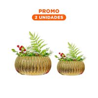 Pack2 Planta Moderna Ceramica Dorado 17.5x22x11.5cm