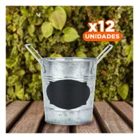 Pack12 Cubeta Cubo de Metal con Doble Agarradera y Cuadro para Nota de Calidad Y+Papel Regalo