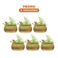 Pack6 Maceta Moderna Ceramica Dorado 17.5x22x11.5cm