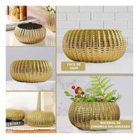 Planta Redonda Ceramica Dorado 17.5x22x11.5cm