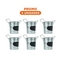 Pack6 Balde Cubo de Metal con Doble Agarradera y Cuadro para Nota de Metalico
