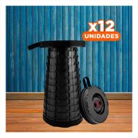 Pack12 Silla elegante plegable 3 seguros portatiles tapa negro centro negro