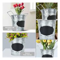 Jarron Cubo de Metal con Doble Agarradera y Cuadro para Nota Minimalista
