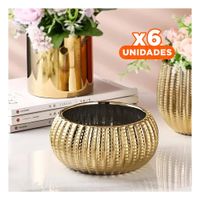 Pack6 Jardinera Decorativa Ceramica Dorado 17.5x22x11.5cm Y+Papel Regalo