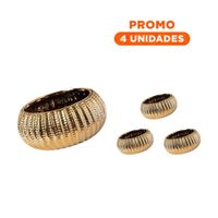 Pack4 Acabado Cuenco Ceramica Dorado Acanalado Para Plantas Sala Y+Regalo Sticker