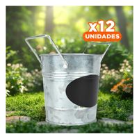 Pack12 Cubeta Cubo de Metal con Doble Agarradera y Cuadro para Nota con gran Estilo