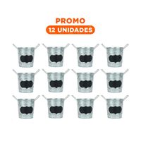 Pack12 Cubeta Cubo de Metal con Doble Agarradera y Cuadro para Nota Y+Regalo Sticker