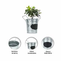 Jarron Cubo de Metal con Doble Agarradera y Cuadro para Nota Brillante Y+Ligas Regalo