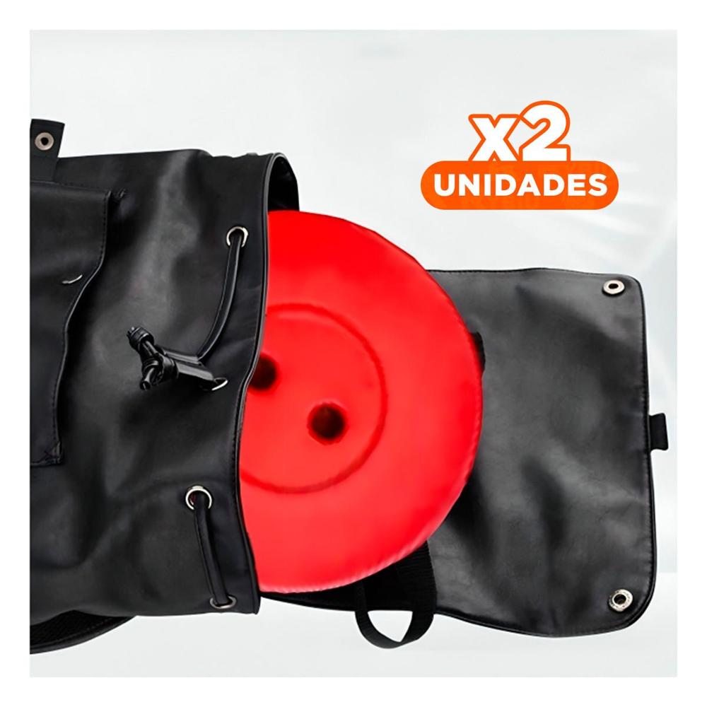 Pack2 Banco portable 3 seguros portatiles tapa rojo centro negro para jardin Y+Papel Regalo