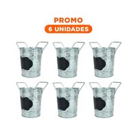 Pack6 Tiesto Metalico en Plata con Doble Asa y Cuadro Frontal para Mensajes