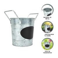 Jarron Cubo de Metal con Doble Agarradera y Cuadro para Nota muy Brillante Y+Ligas Regalo