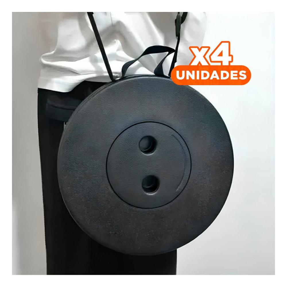 Pack4 Taburete moderno plegable 3 seguros portatiles tapa negro centro negro