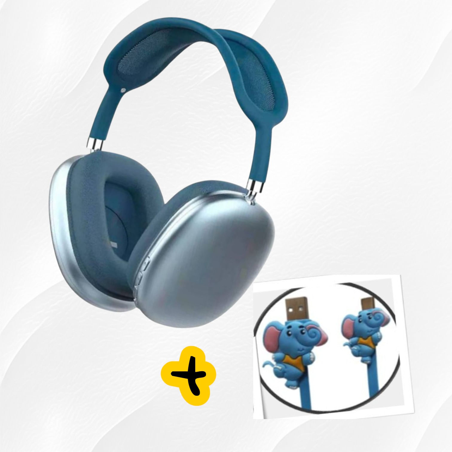 Audífonos Bluetooth 5.0 Plus Max P9 Azul con Cancelación de Ruido - Cable Cargador de regalo