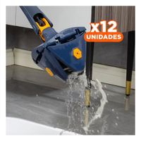 Pack12 Trapeador 360 con Exprimidor Rápido Azul para Hogar y Piso Y+Papel Regalo