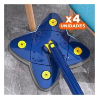 Pack4 Trapeador triangular con autoexprimidor 360 4 esquinas azul limpieza sin complicaciones